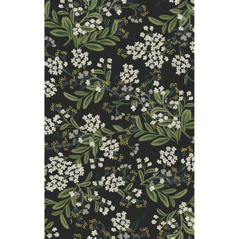 Rifle Paper Co RP7384 Cornflower Black and Green Wallpaper- 1 Roll